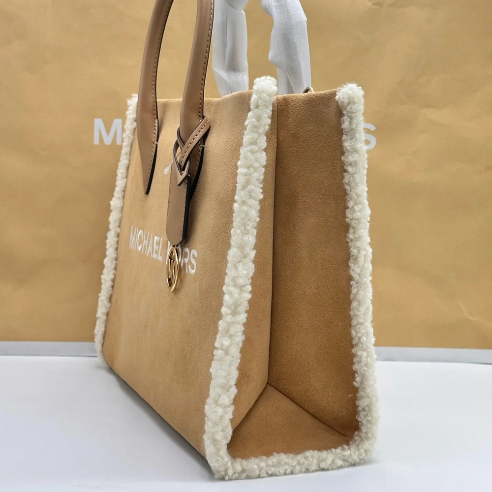 MICHAEL KORS 
Mirella Medium Suede and Faux Shearling Tote Bag - Picture 8 of 16